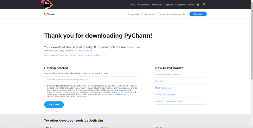 Pycharm Download Complete